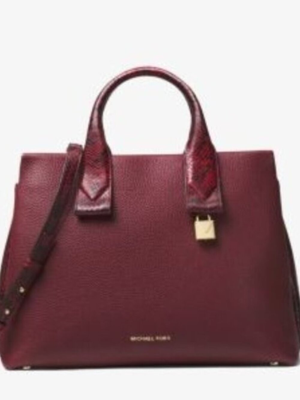 Euc Michael Kors Burgandy Leather Satchel Tote Bag Purse